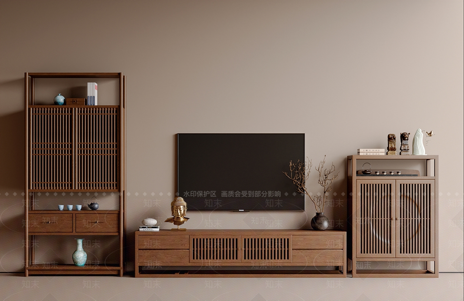 新中式中式电视柜3D模型下载【ID:1197978978】