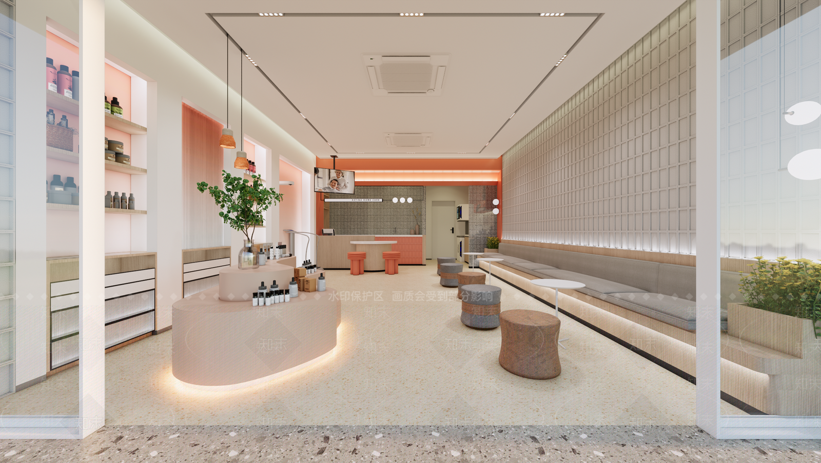 奶油简约美妆店SU模型下载【ID:1198104118】