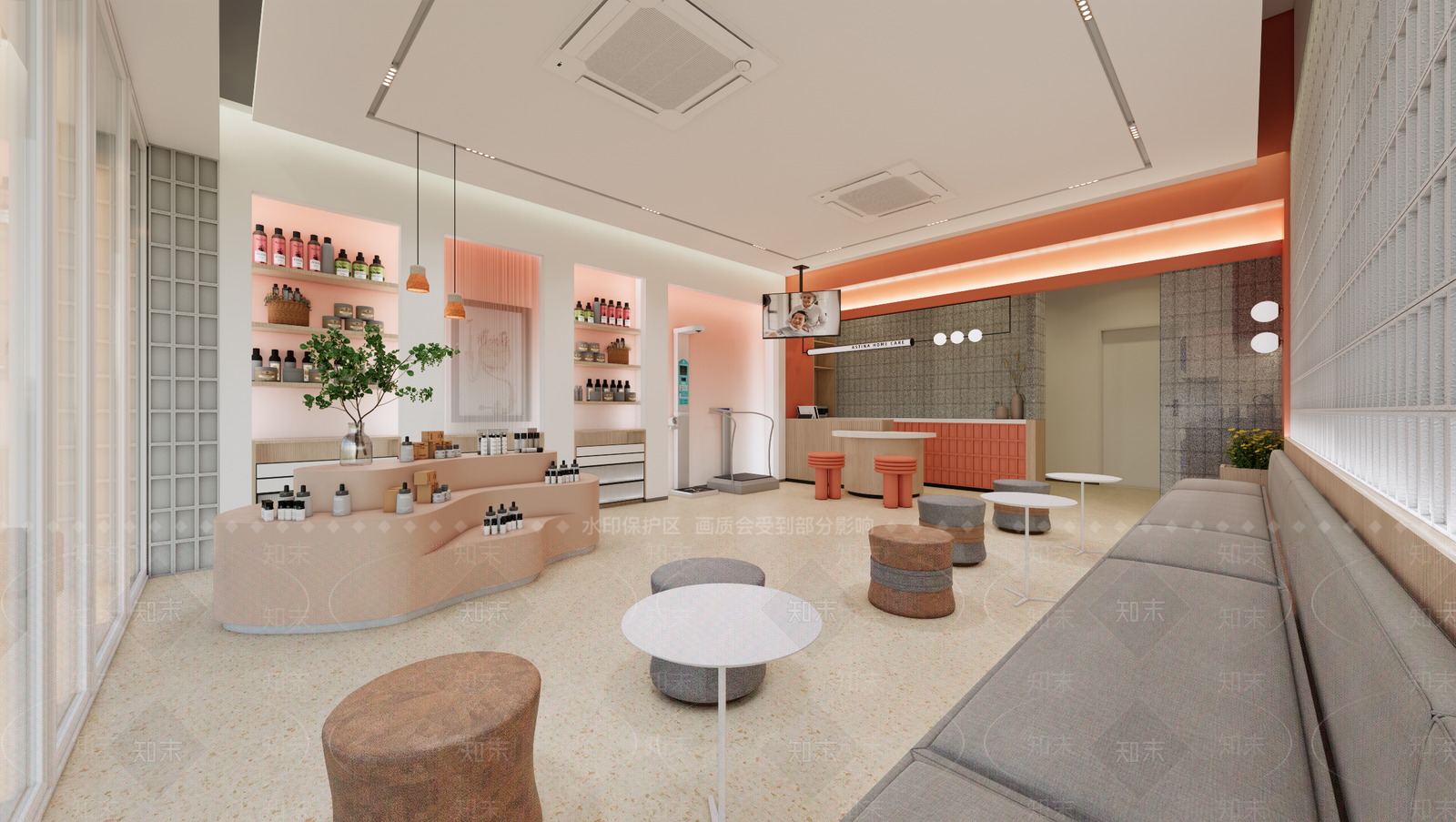 奶油简约美妆店SU模型下载【ID:1198104118】