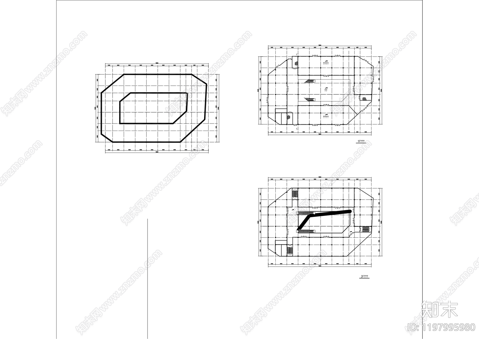 现代产业园建筑cad施工图下载【ID:1197995980】
