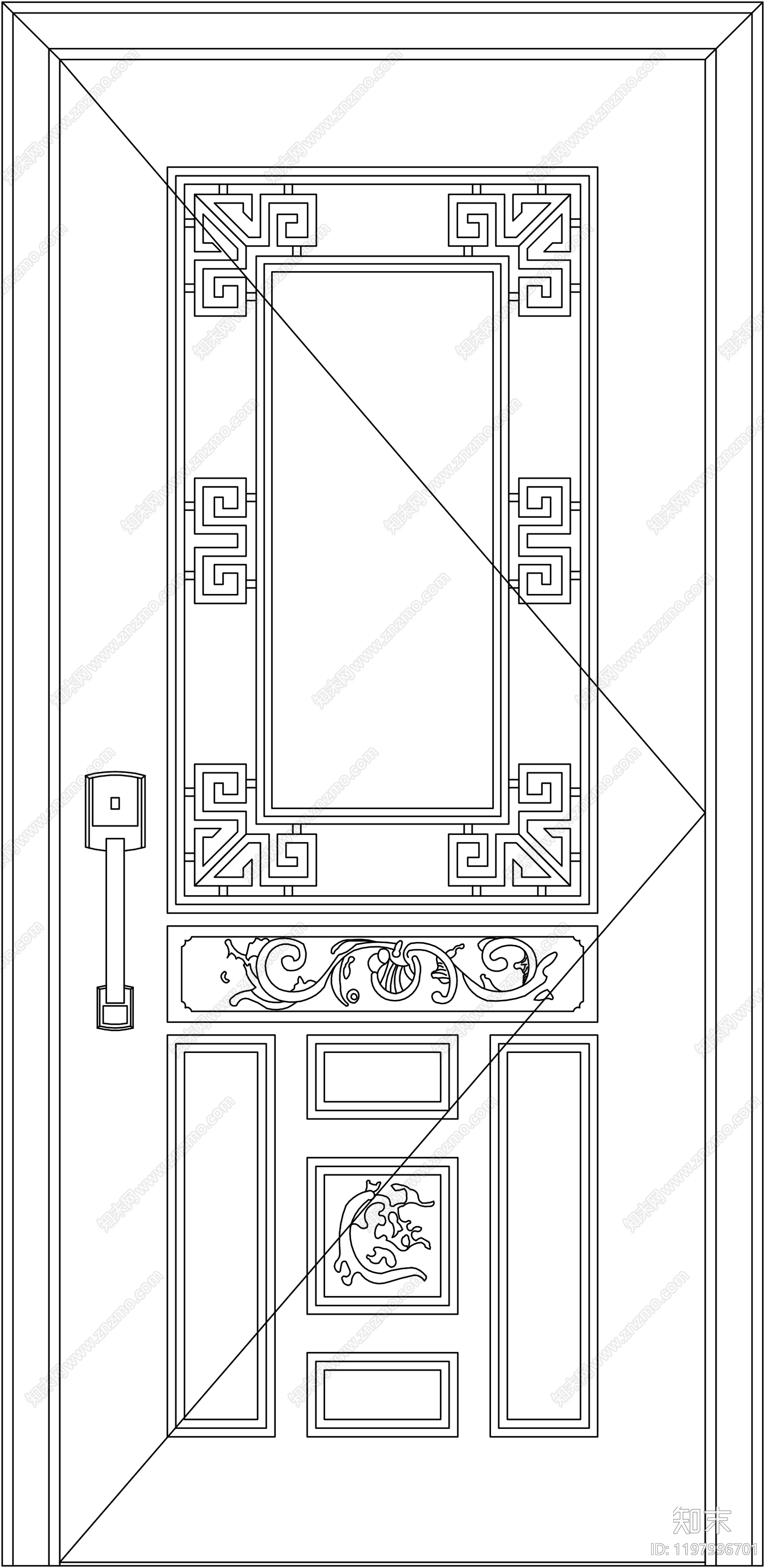 新中式中式门cad施工图下载【ID:1197996701】