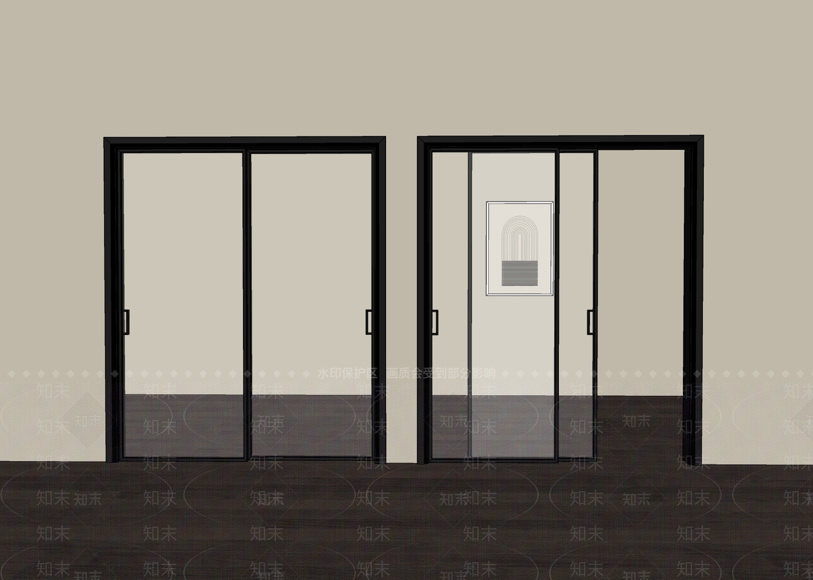 现代推拉门SU模型下载【ID:1198099436】