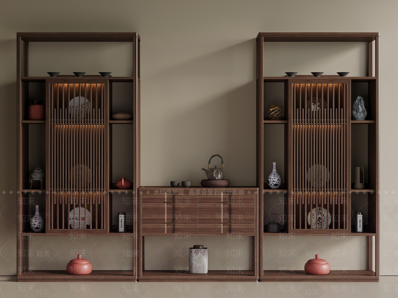 新中式中式博古架3D模型下载【ID:1197998314】