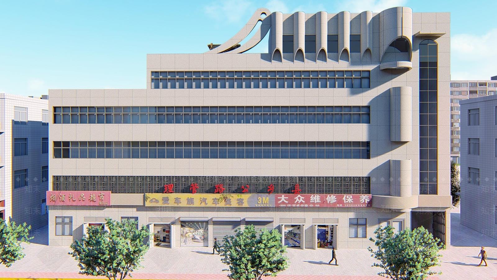 现代新中式高层住宅SU模型下载【ID:1198001344】