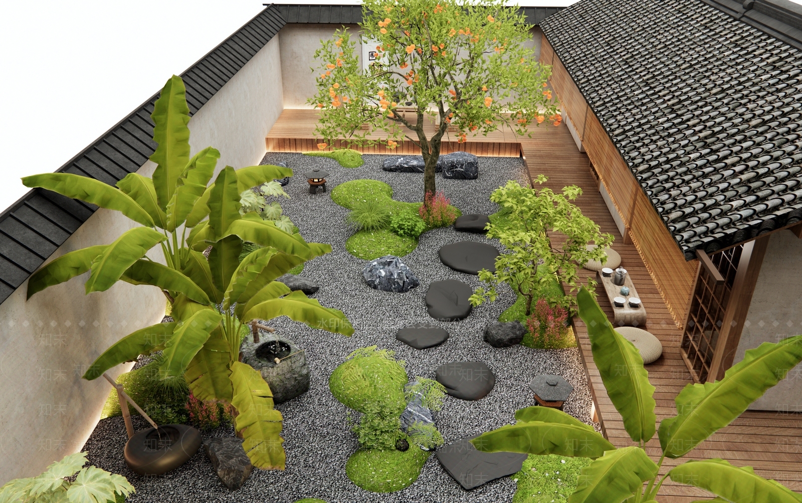 日式乡村庭院SU模型下载【ID:1198002432】