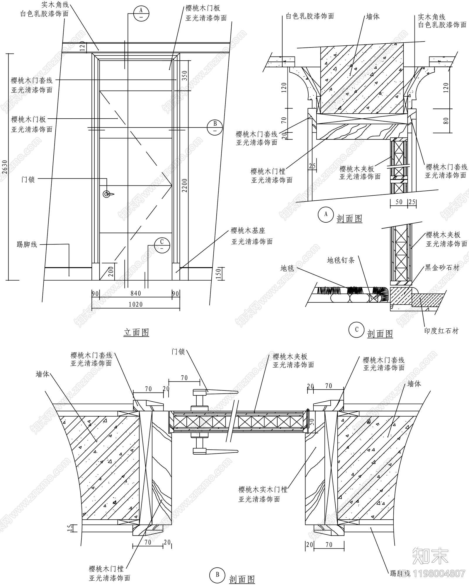 中式门cad施工图下载【ID:1198004807】