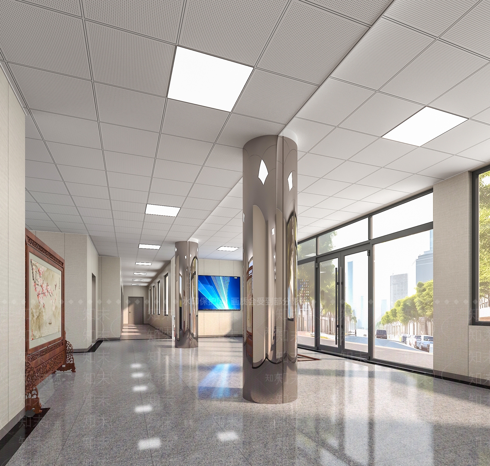 现代办公大厅3D模型下载【ID:1198007095】