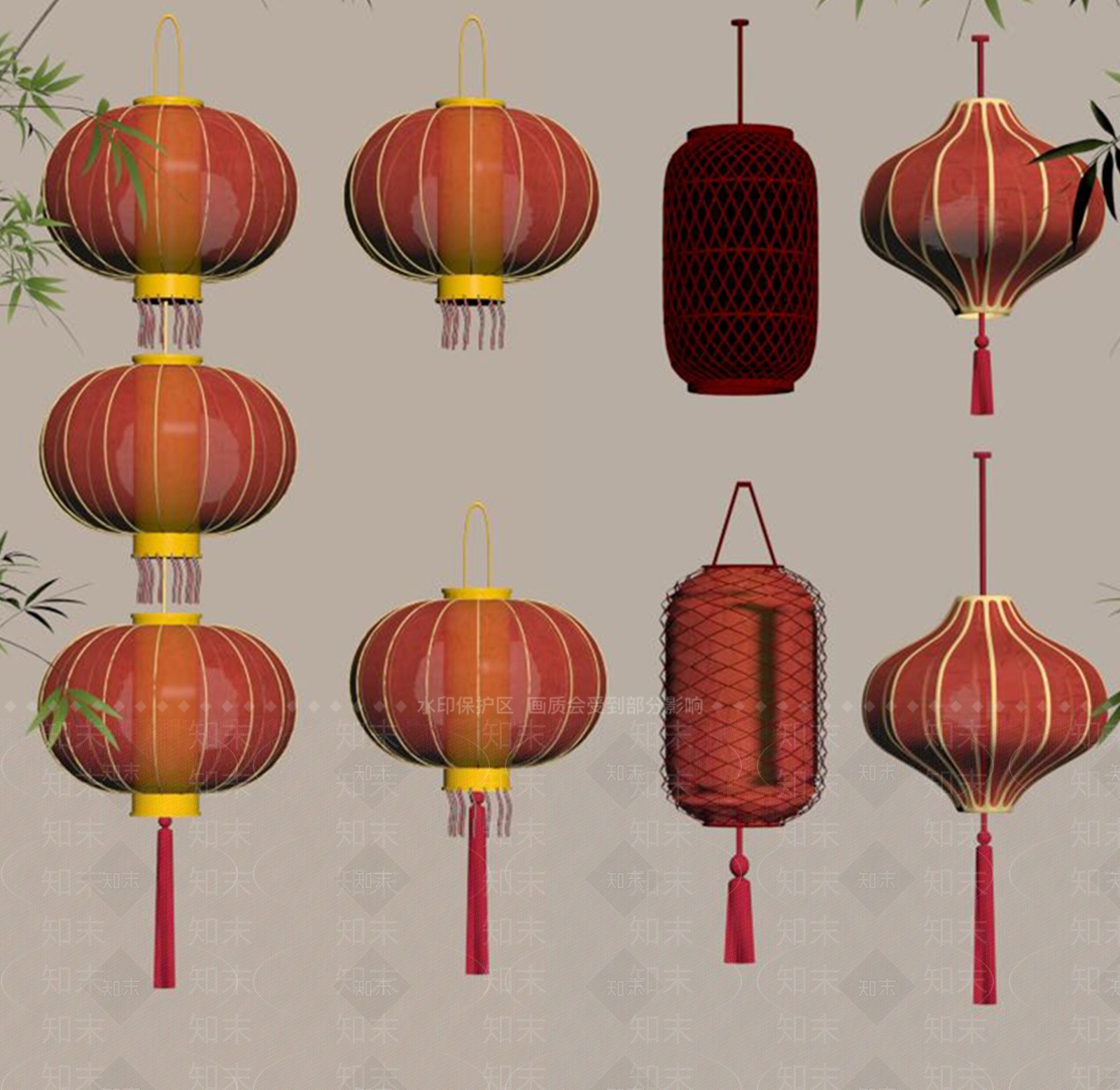 新中式中式灯笼SU模型下载【ID:1198008058】