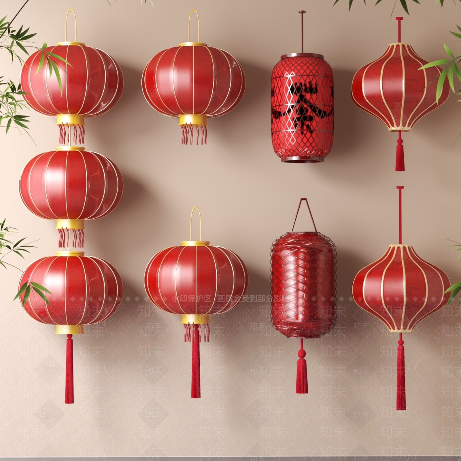 新中式中式灯笼SU模型下载【ID:1198008058】