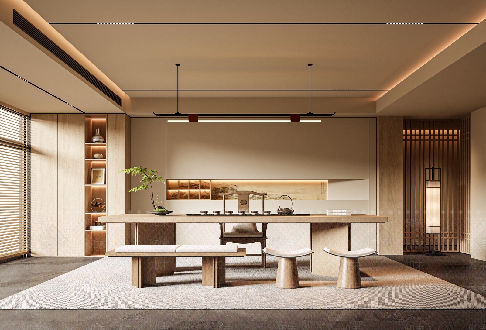 新中式茶室3D模型下载【ID:1198013104】