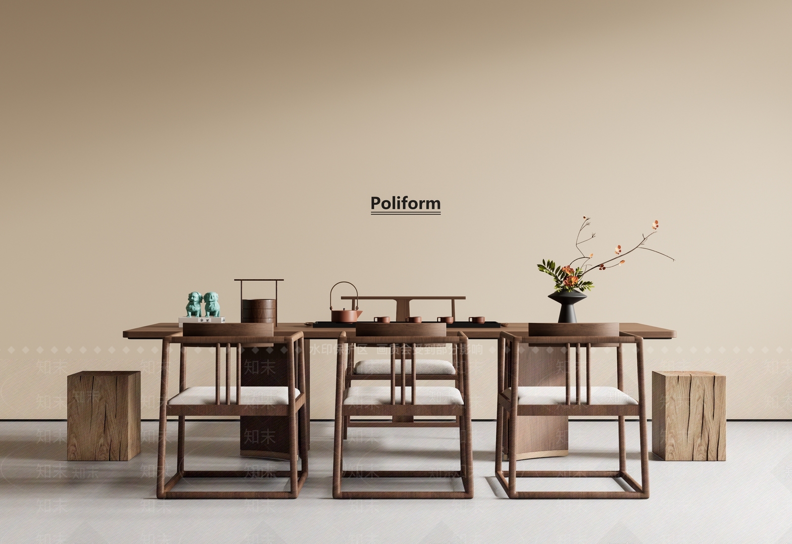 新中式中式茶桌椅SU模型下载【ID:1198014491】