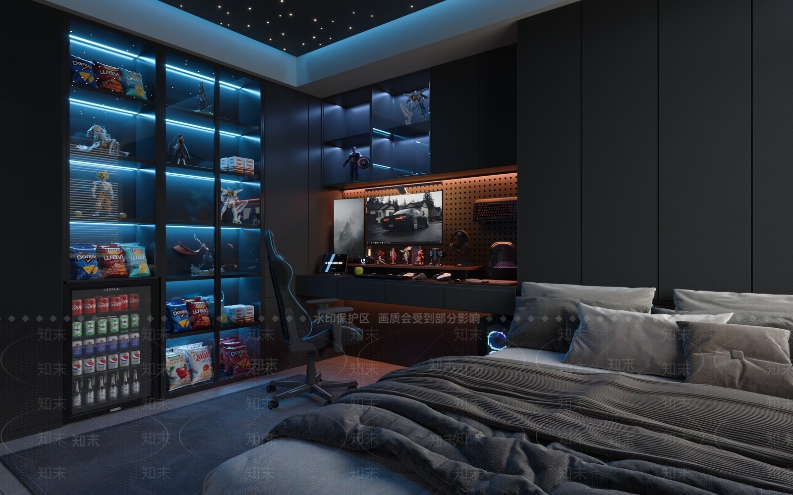 现代榻榻米卧室3D模型下载【ID:1198017357】
