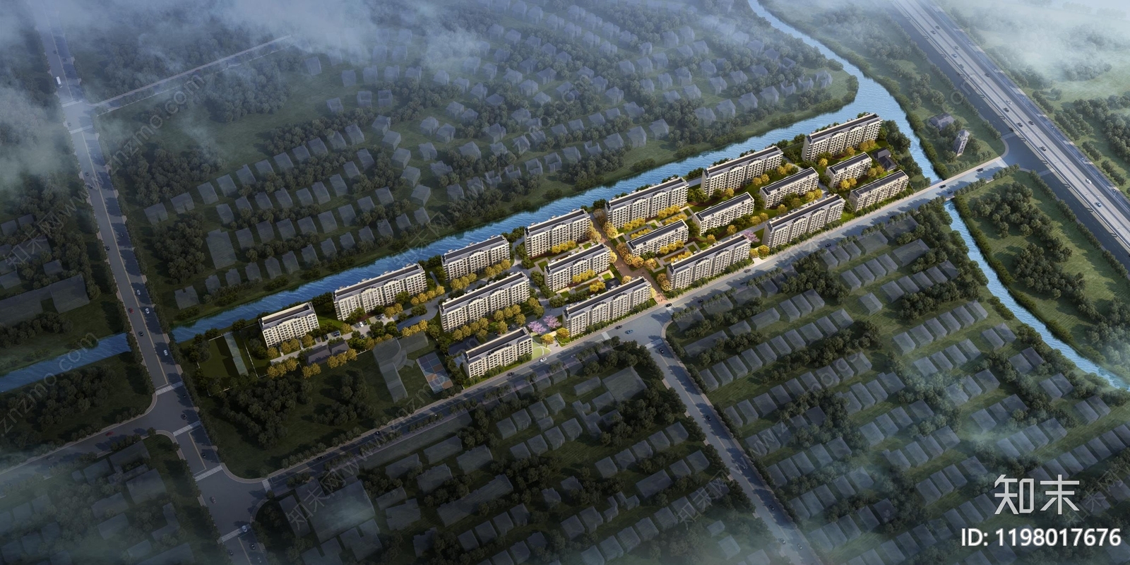 法式小区建筑下载【ID:1198017676】