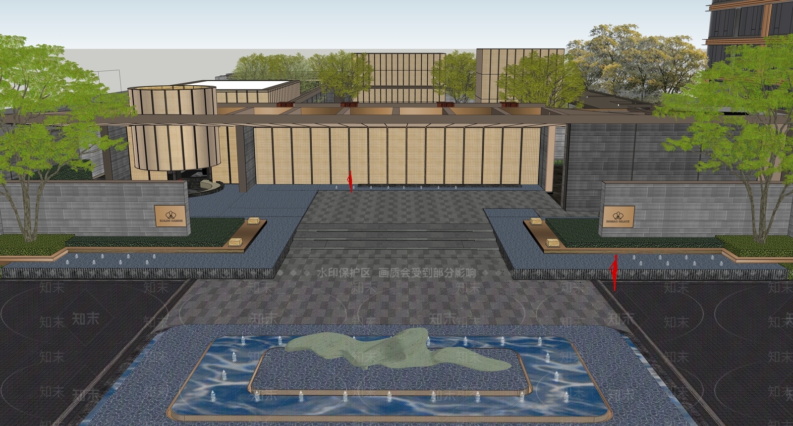 现代售楼处建筑SU模型下载【ID:1198123859】