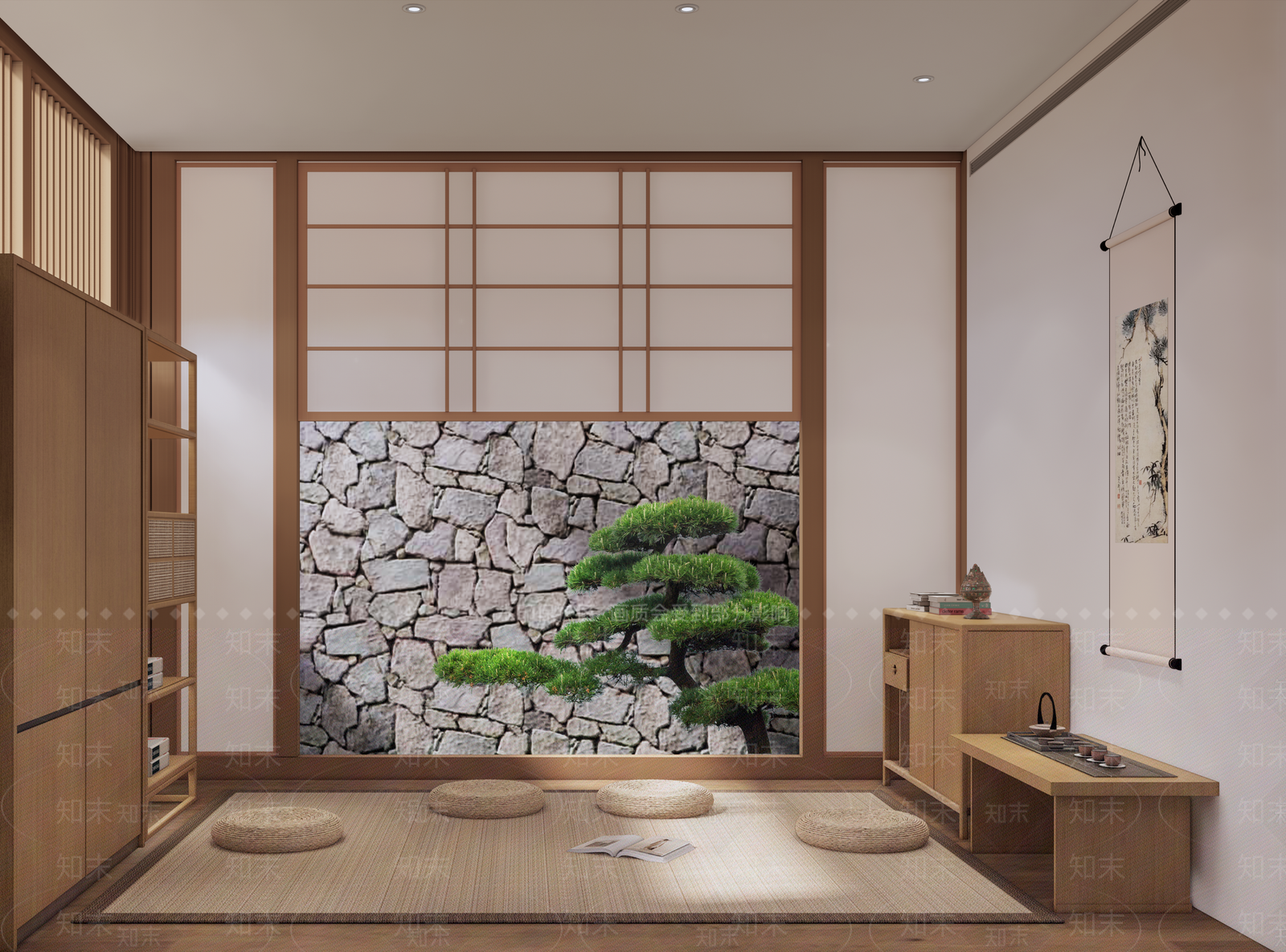 新中式日式茶室SU模型下载【ID:1198017664】