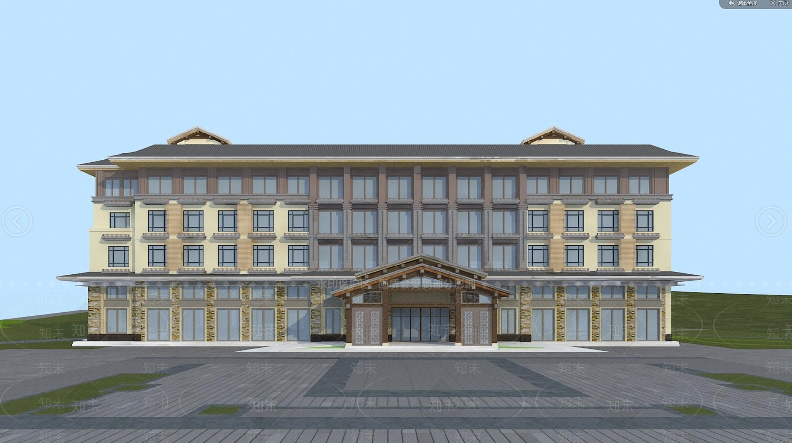 新中式酒店外观3D模型下载【ID:1198021865】