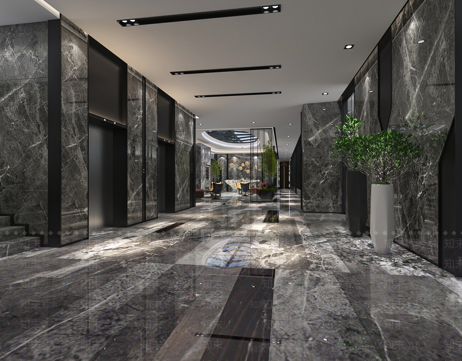 现代简约办公大厅3D模型下载【ID:1198024877】