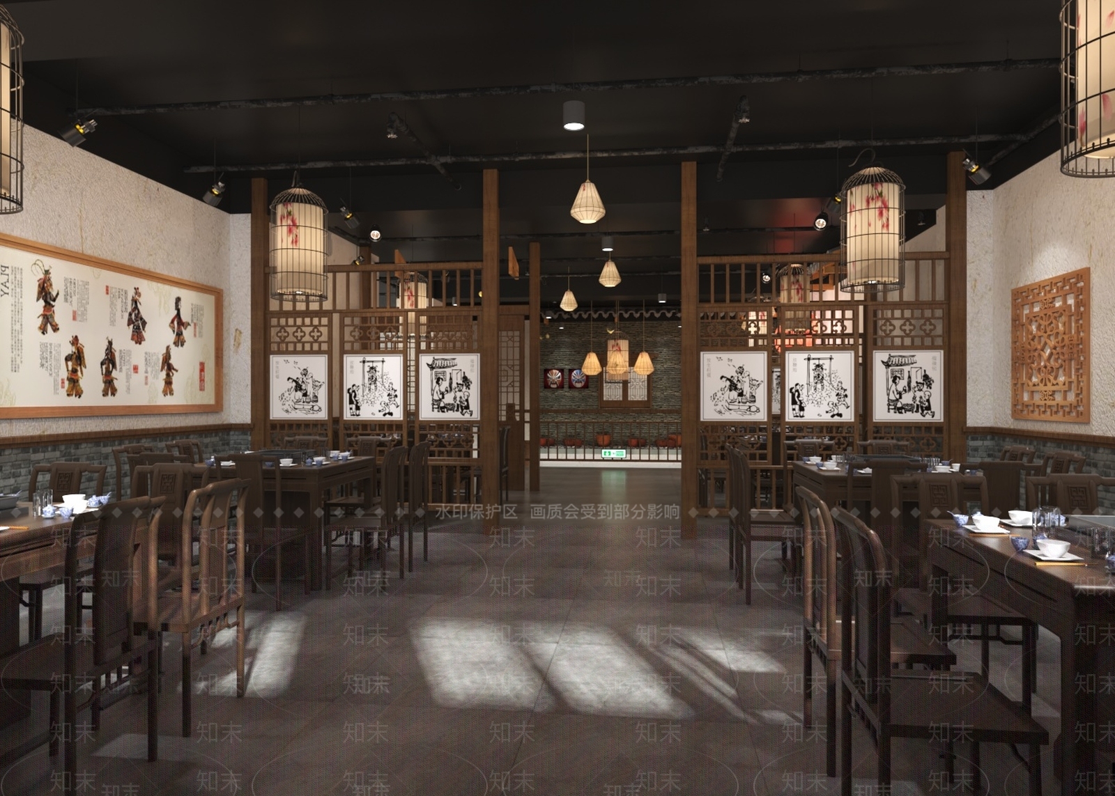 中式现代中餐厅3D模型下载【ID:1198026144】