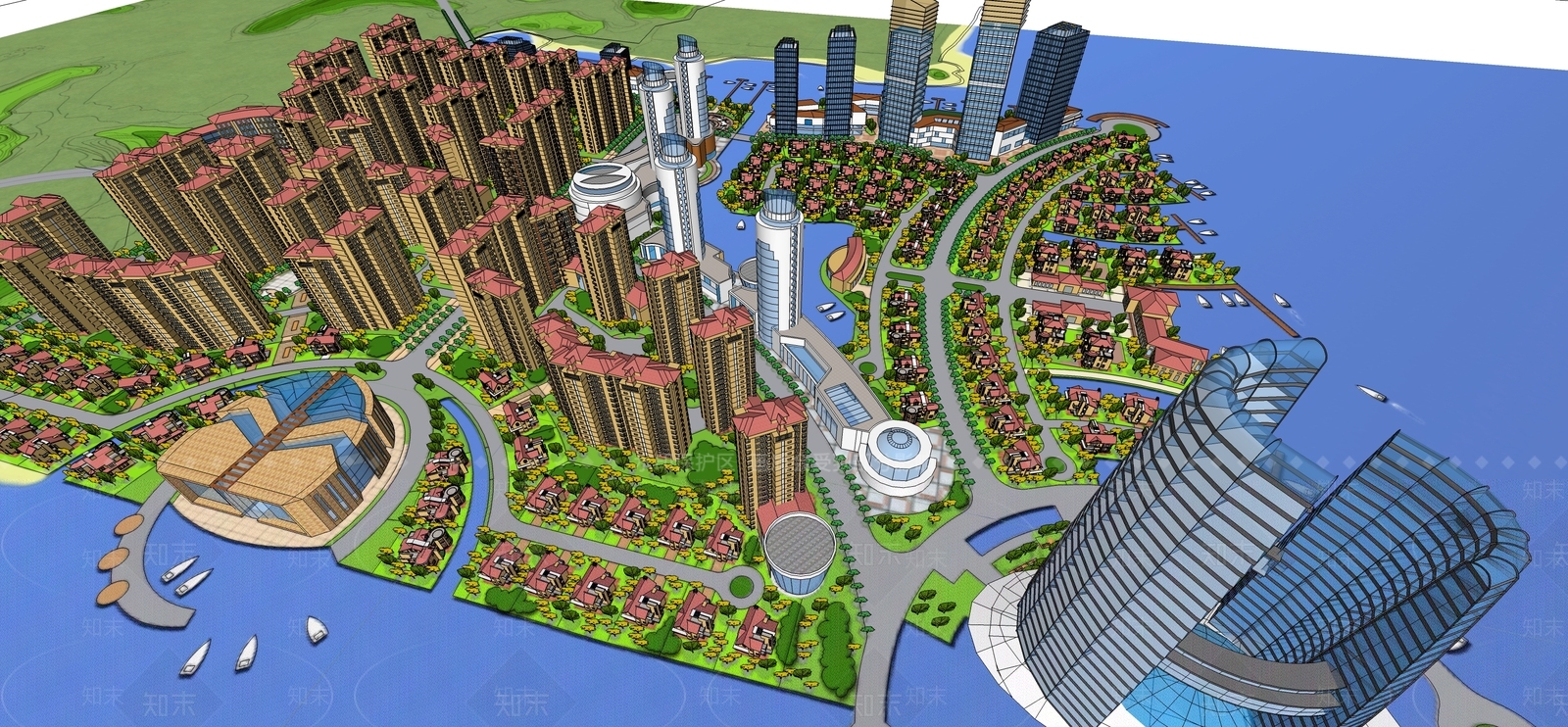 现代法式商业街SU模型下载【ID:1198028934】