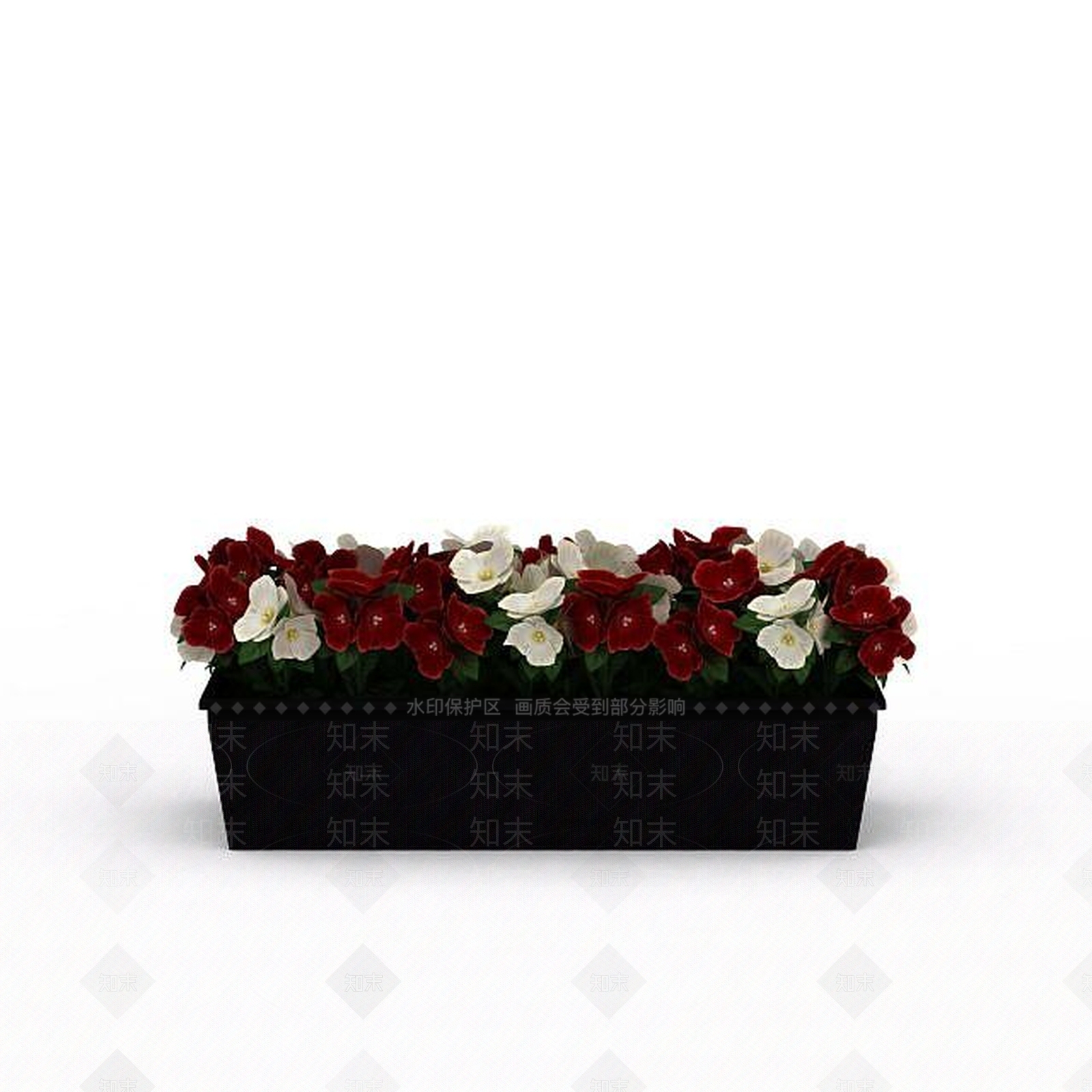 现代花盆排花装饰3D模型下载【ID:1198031605】