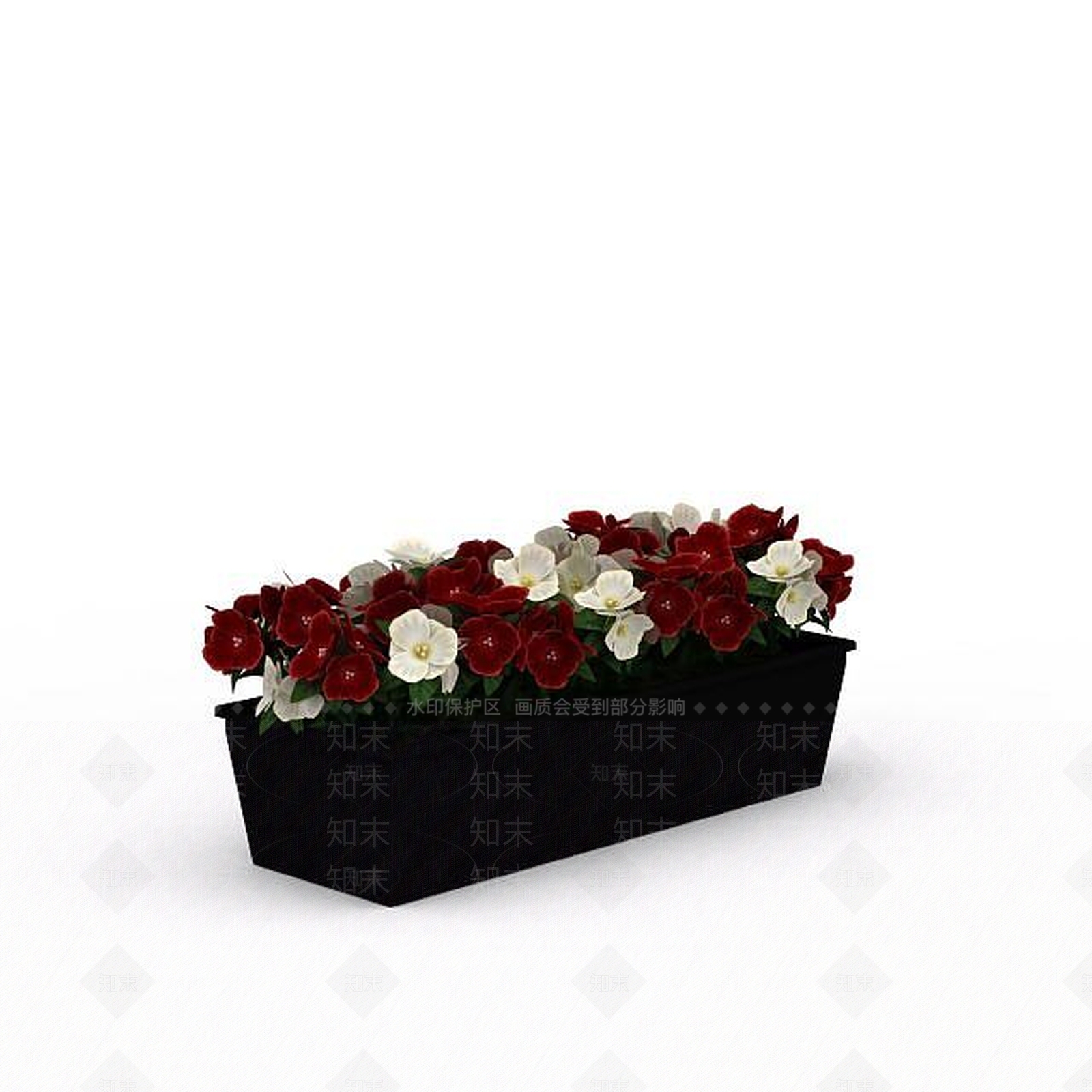 现代花盆排花装饰3D模型下载【ID:1198031605】