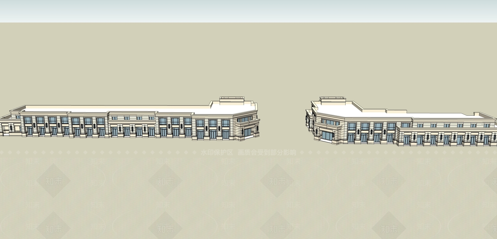 欧式商业街SU模型下载【ID:1198036183】
