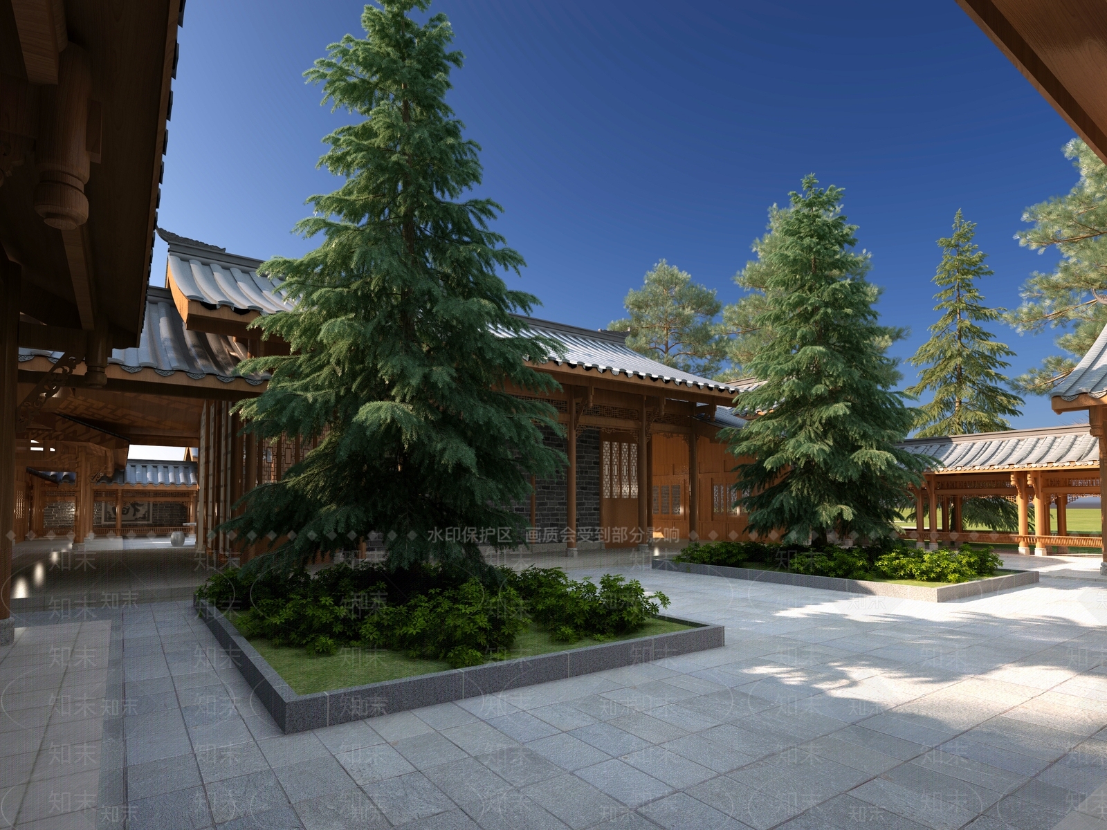 中式中古古建3D模型下载【ID:1198037351】