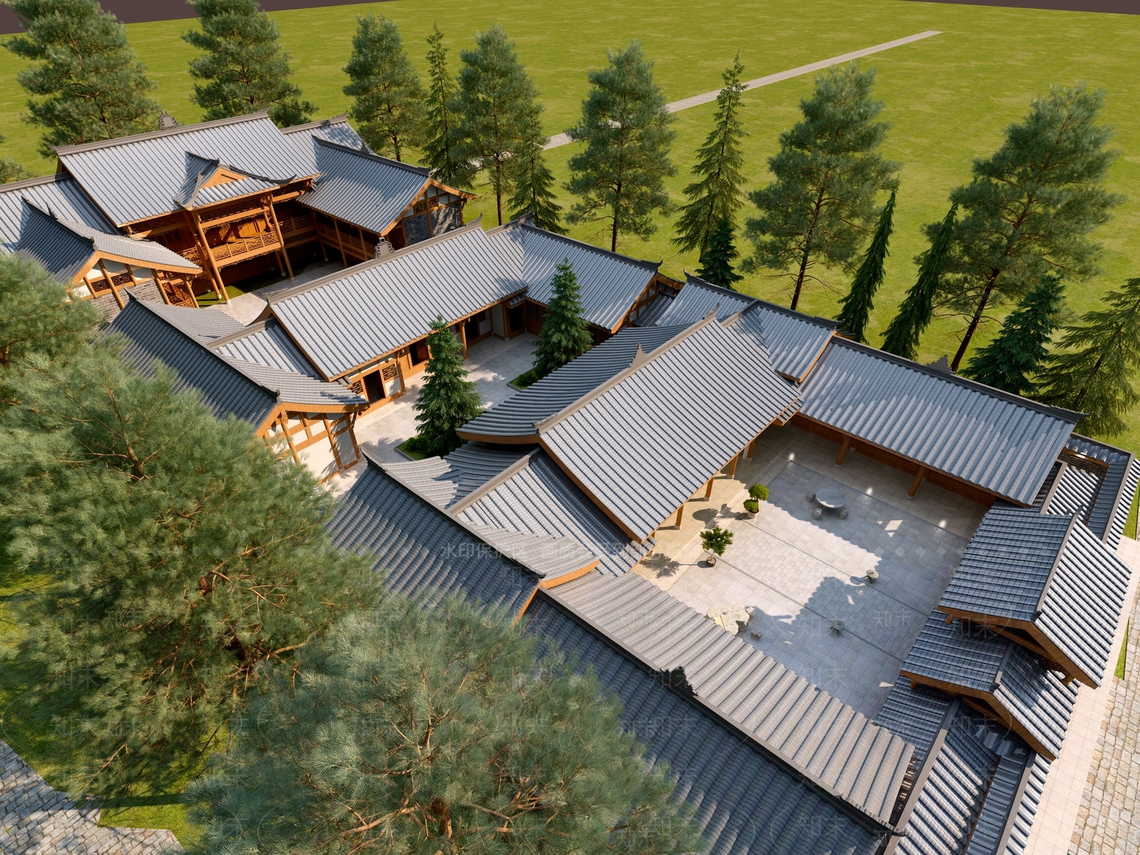 中式中古古建3D模型下载【ID:1198037351】