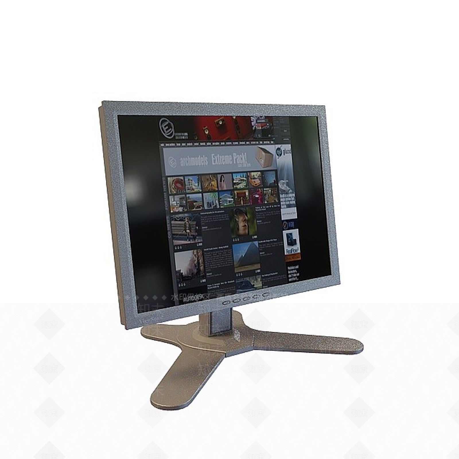 现代带支架液晶电脑3D模型下载【ID:1198036456】