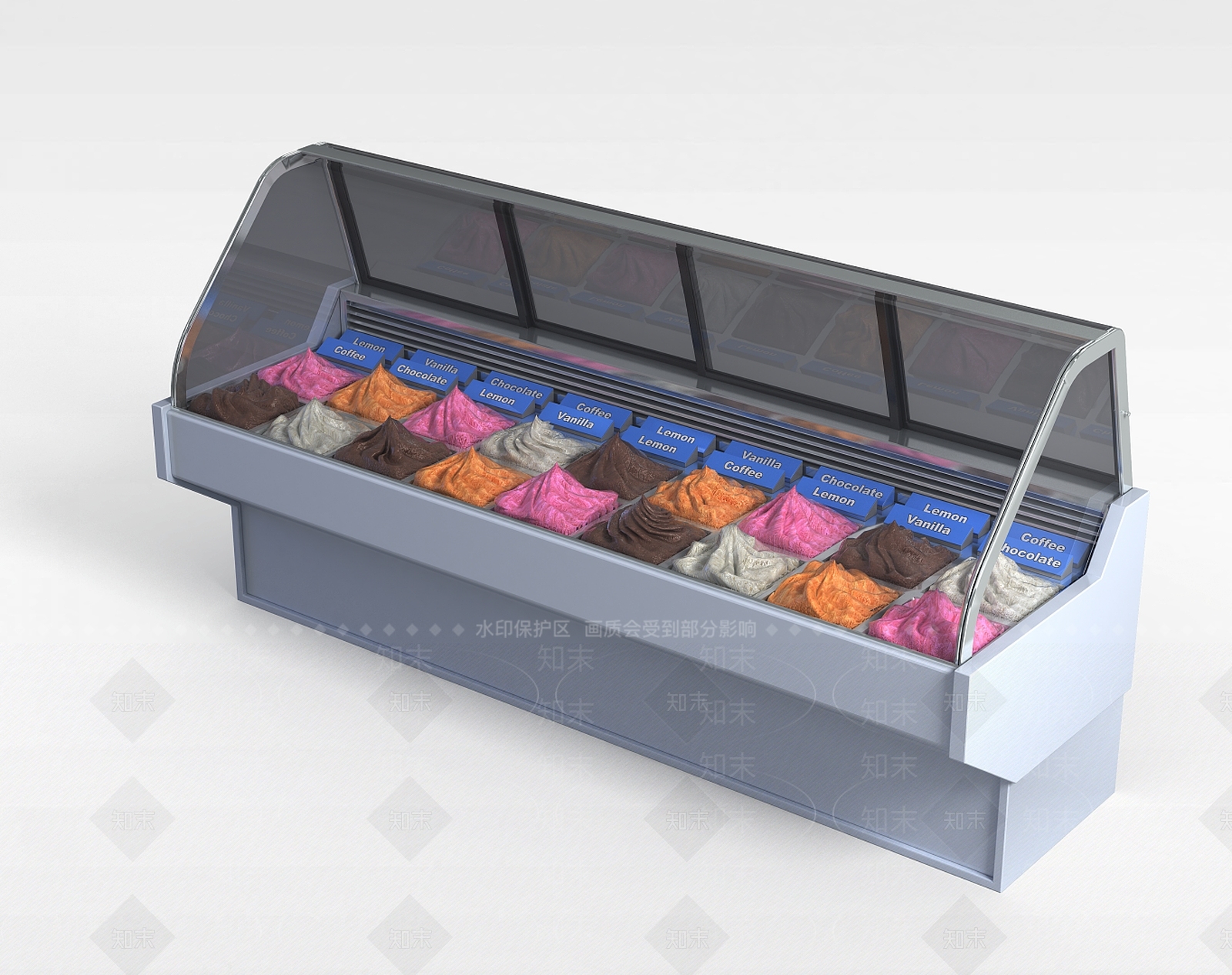 现代超市冷藏柜3D模型下载【ID:1198038628】