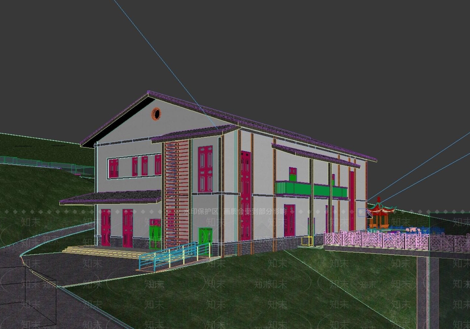 中古中式学生食堂3D模型下载【ID:1198039656】