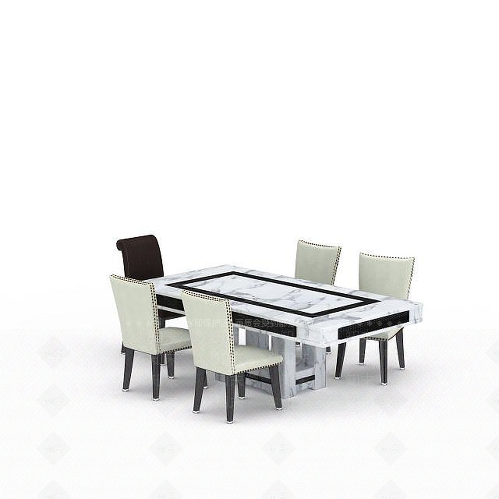 现代时尚简约餐桌椅组合3D模型下载【ID:1198040570】