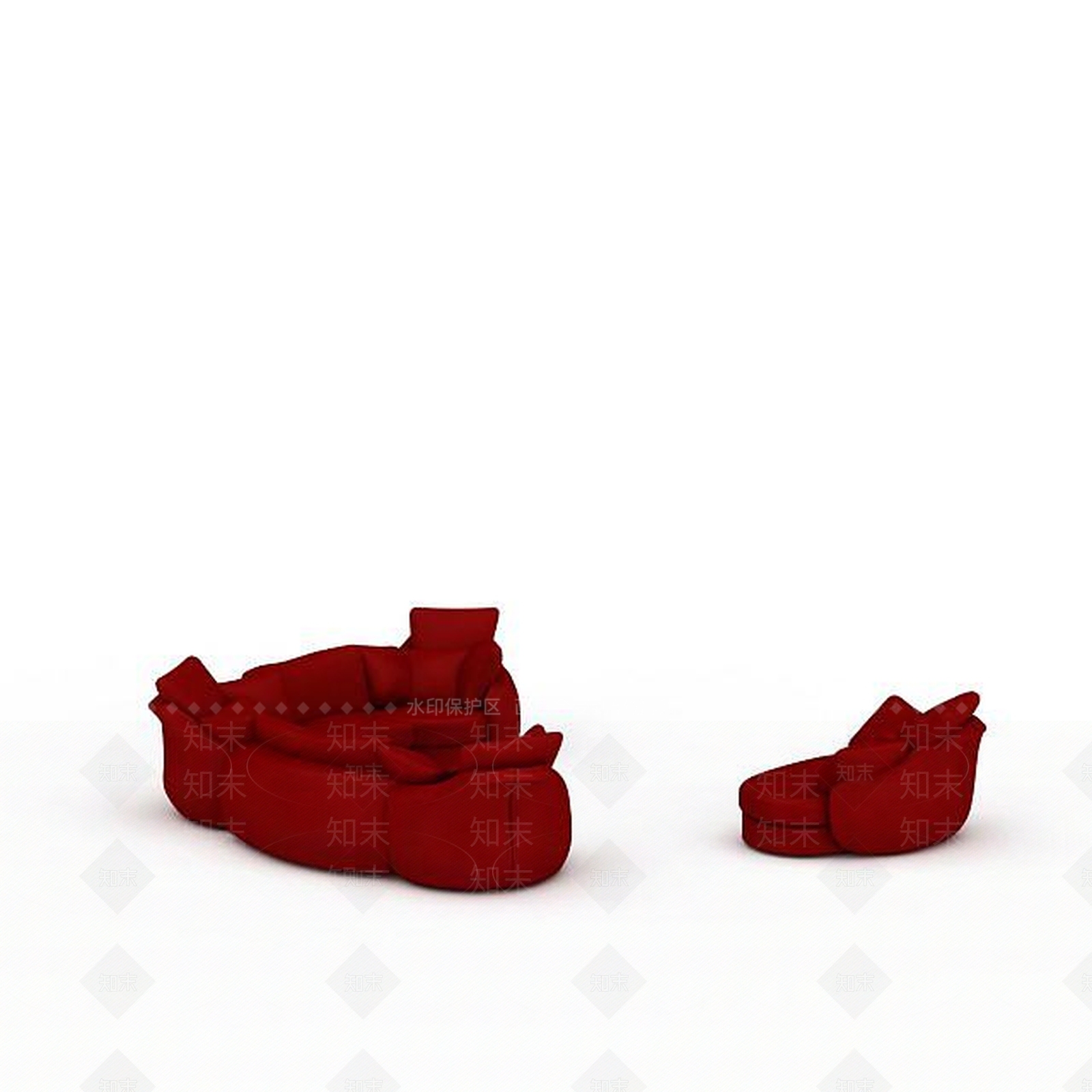 现代红色布艺沙发3D模型下载【ID:1198041224】