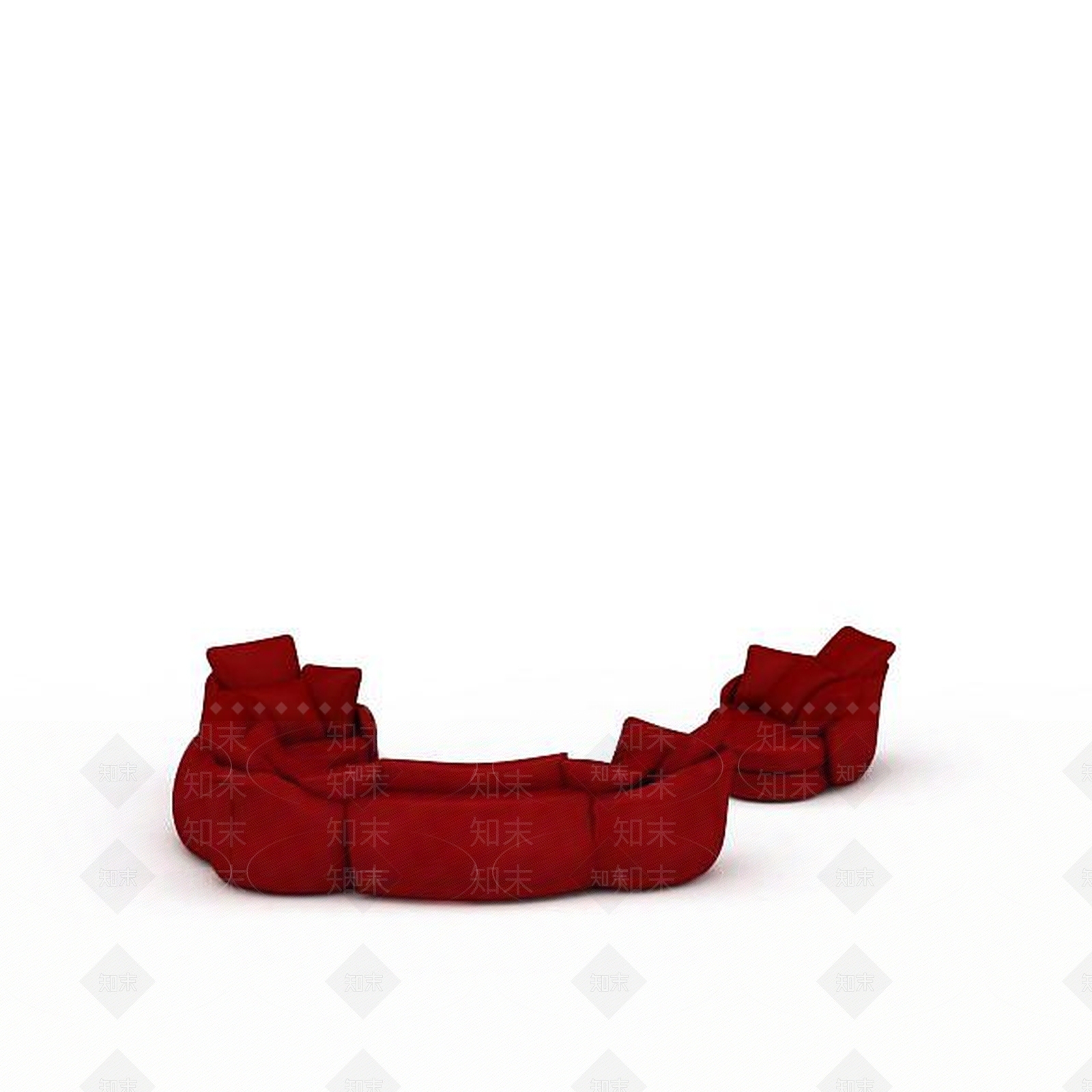 现代红色布艺沙发3D模型下载【ID:1198041224】