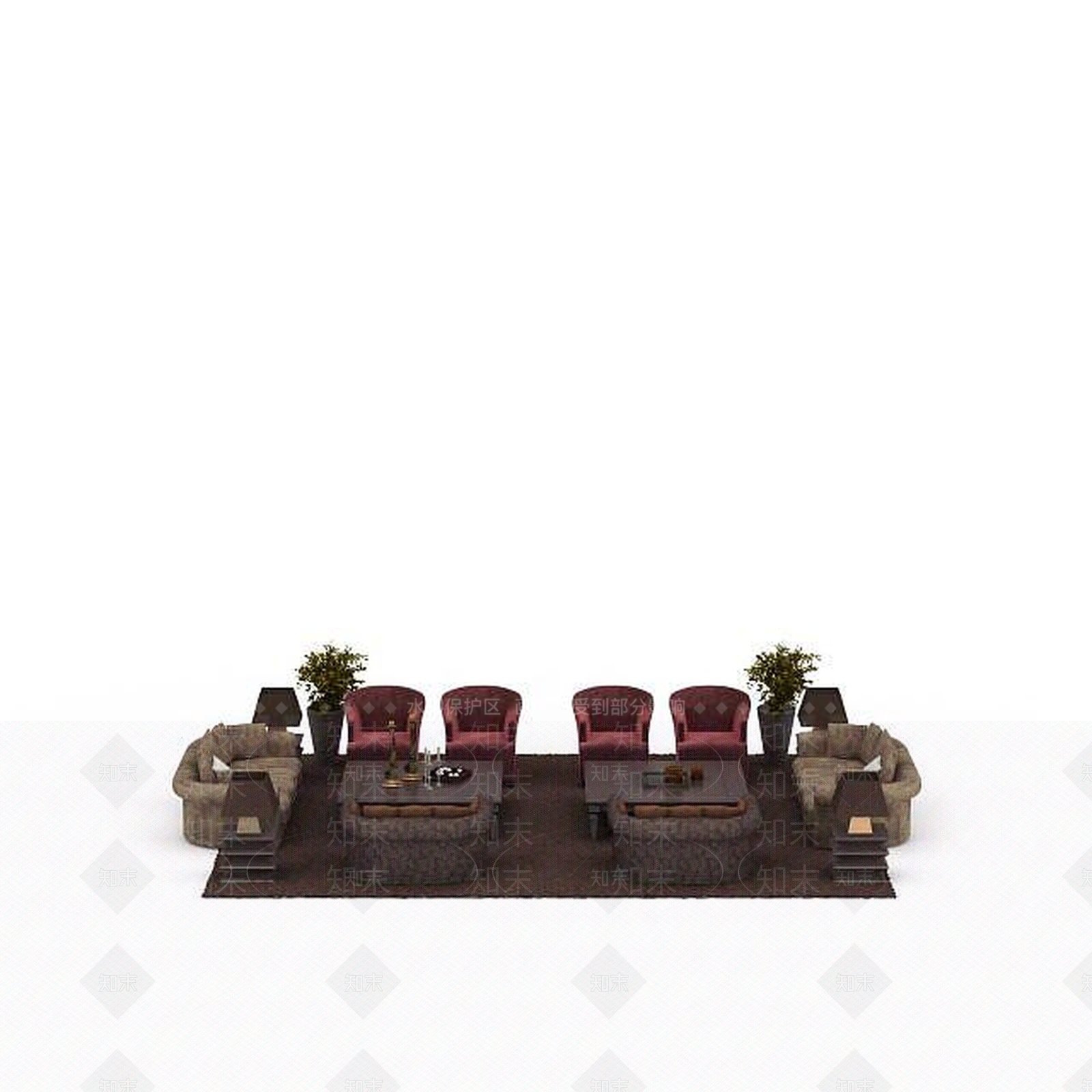 现代休闲沙发桌椅组合3D模型下载【ID:1198042568】