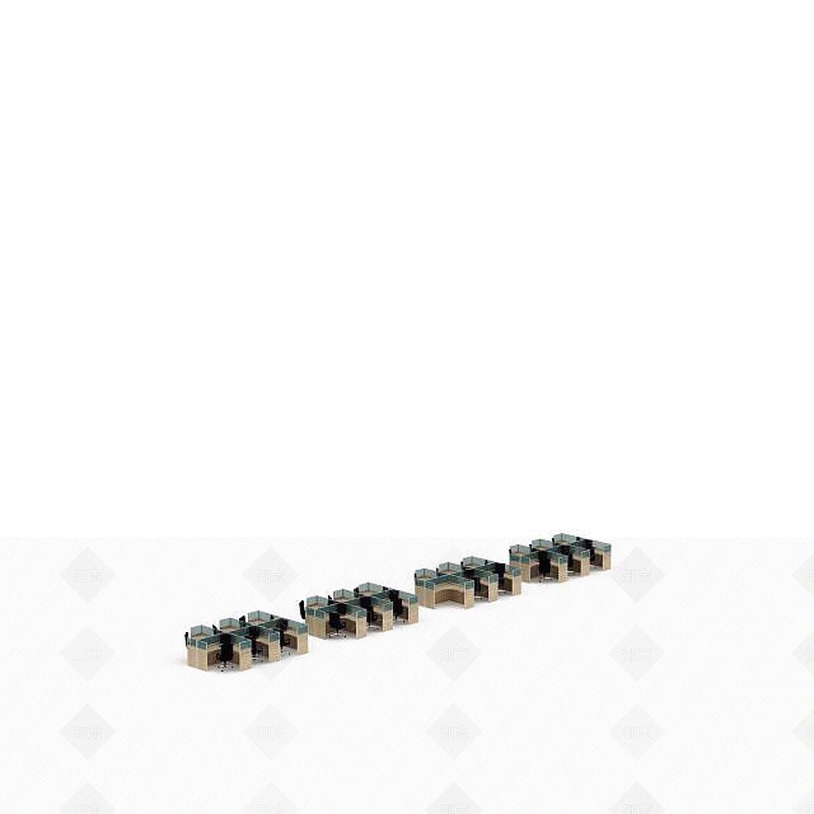 现代办公室桌椅家具3D模型下载【ID:1198043425】