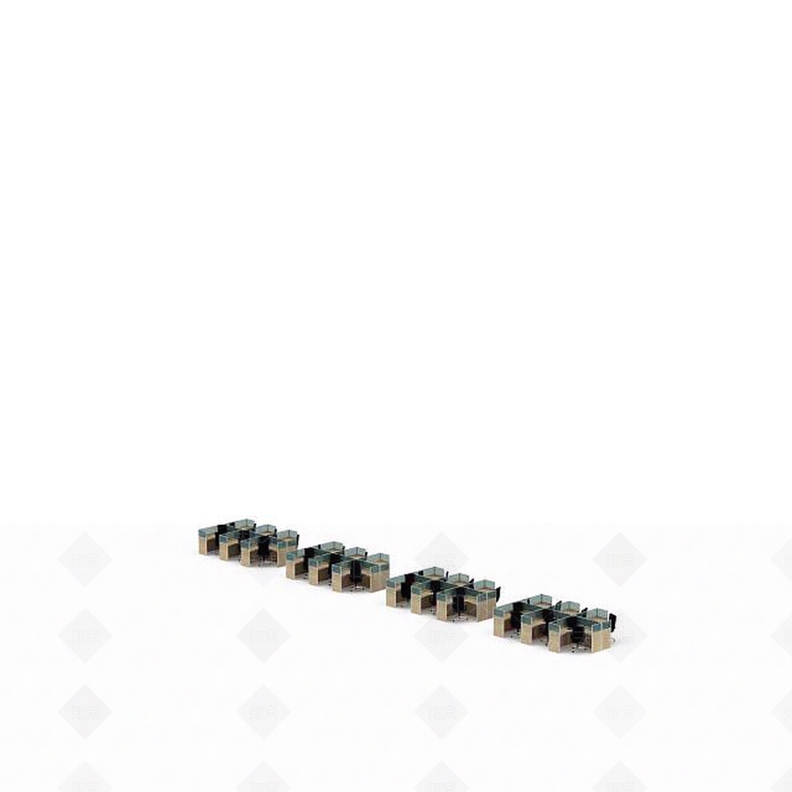 现代办公室桌椅家具3D模型下载【ID:1198043425】