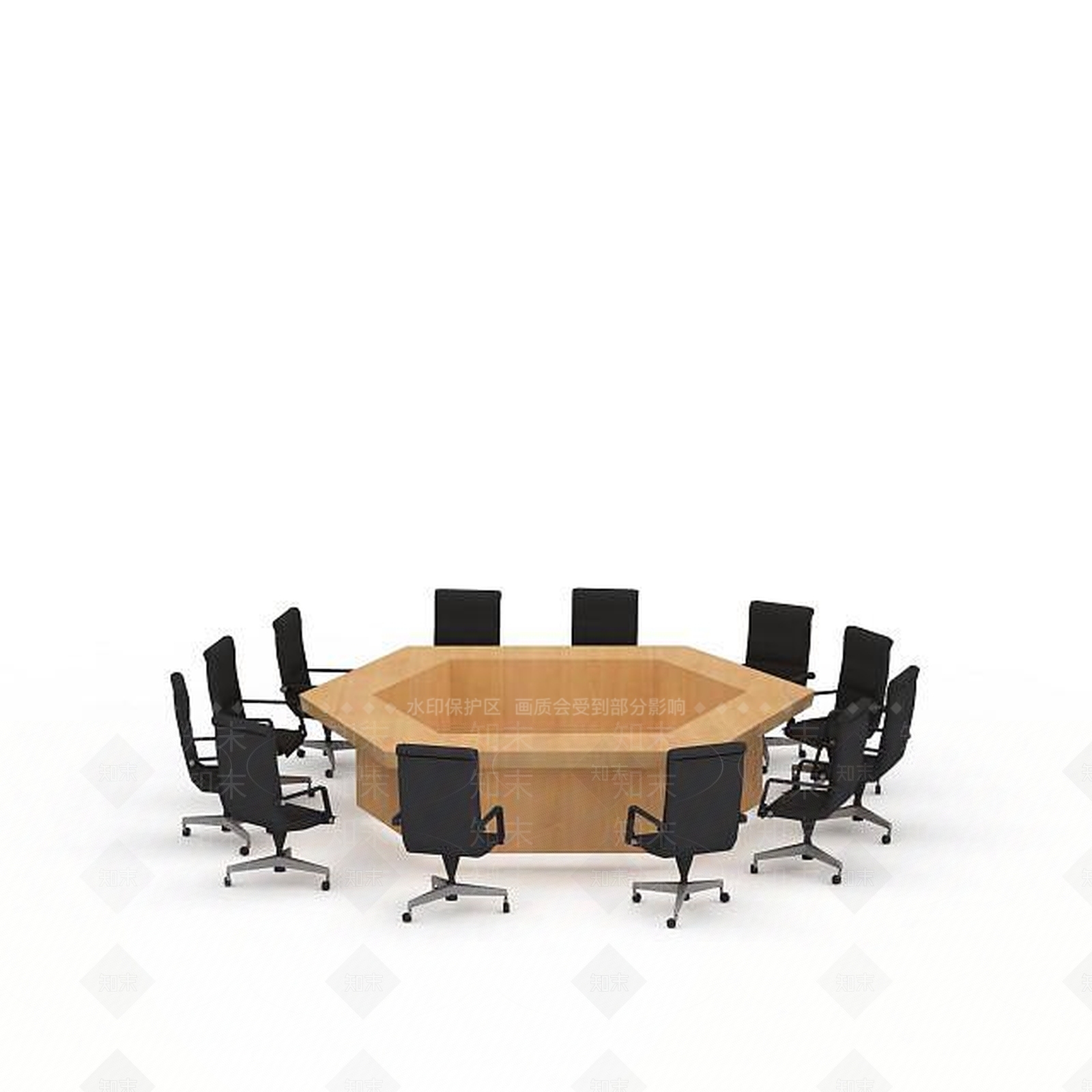 现代会议室桌椅组合3D模型下载【ID:1198043691】