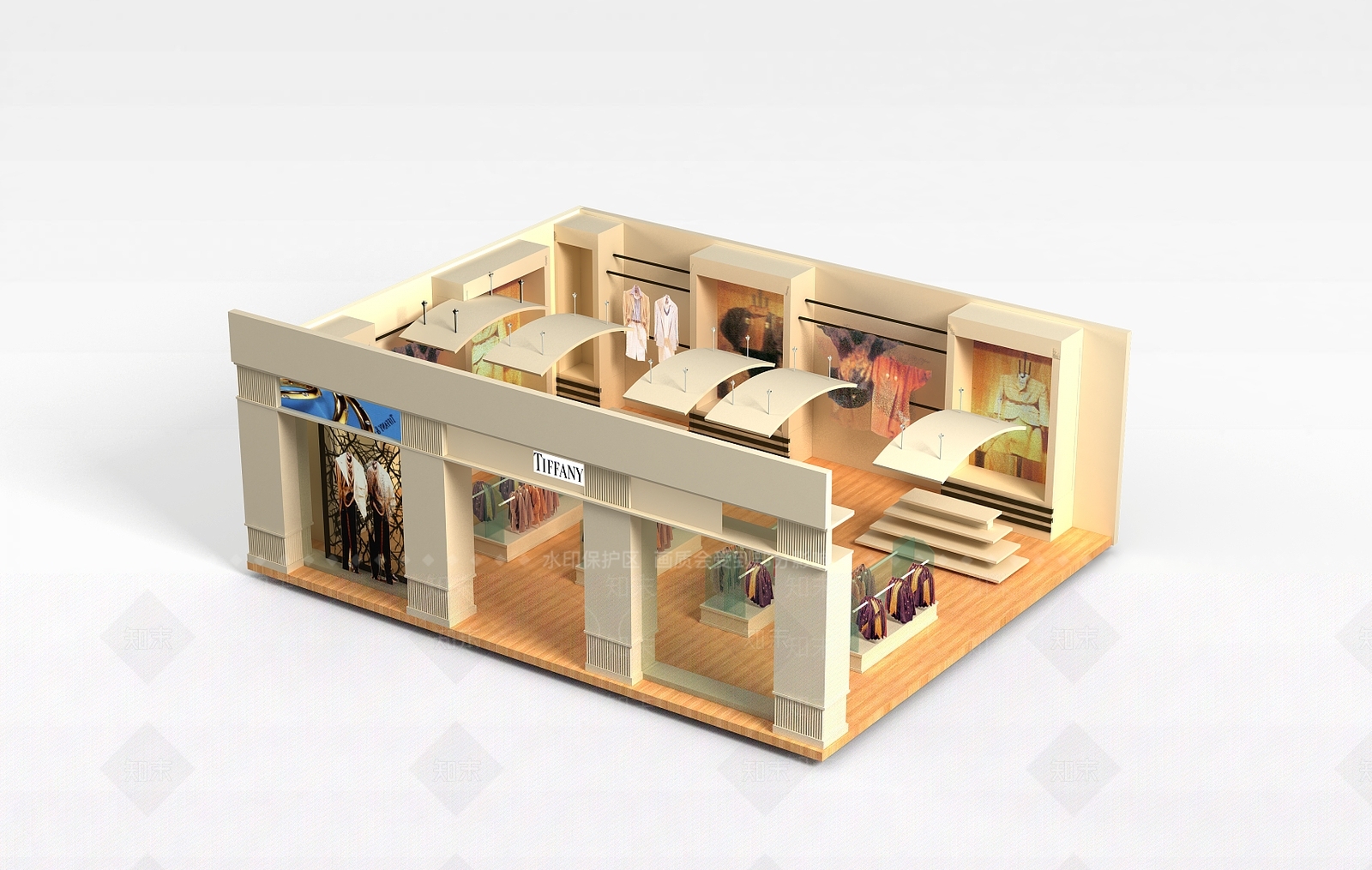 现代商场服装展示3D模型下载【ID:1198043664】