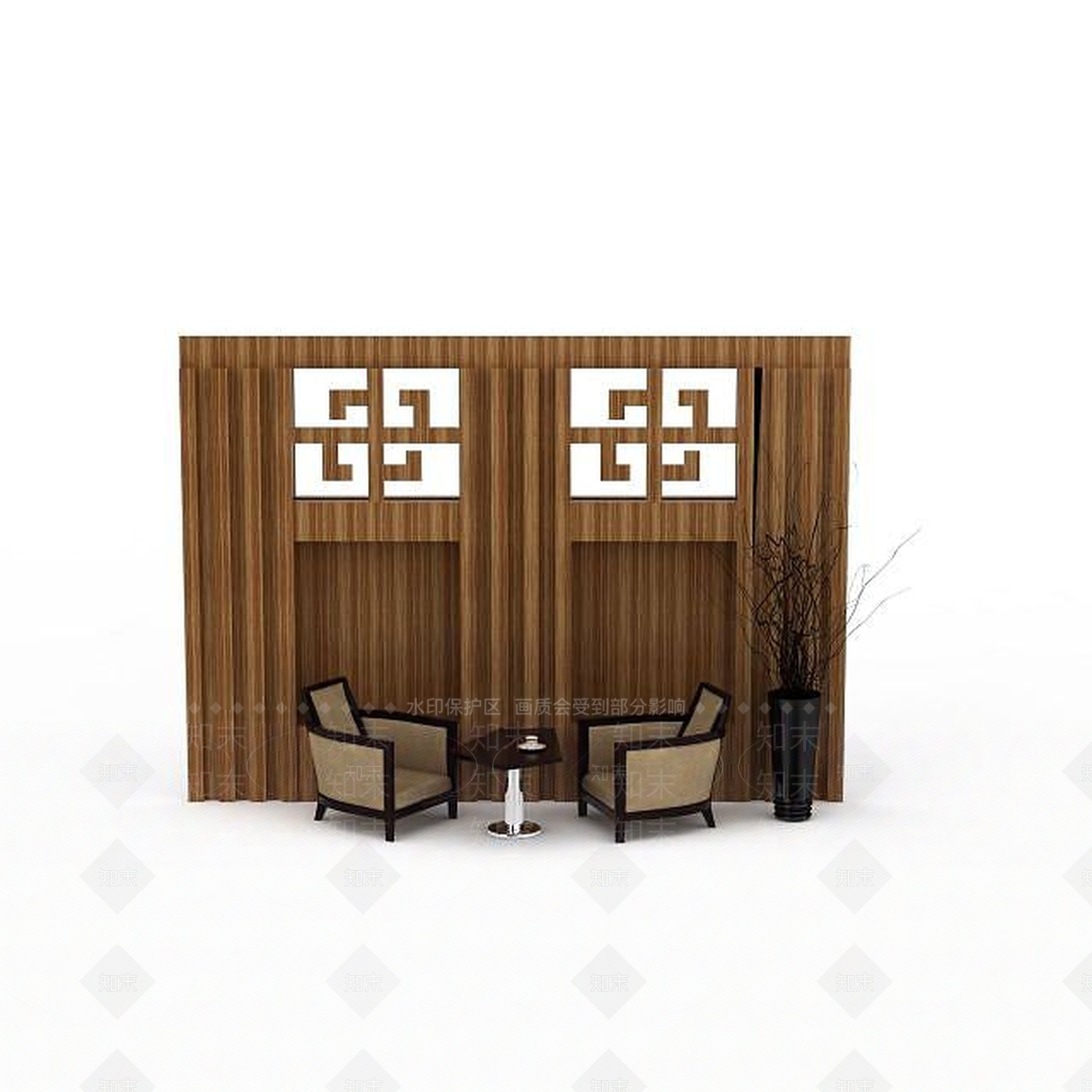 中式简约沙发茶几组合3D模型下载【ID:1198044081】