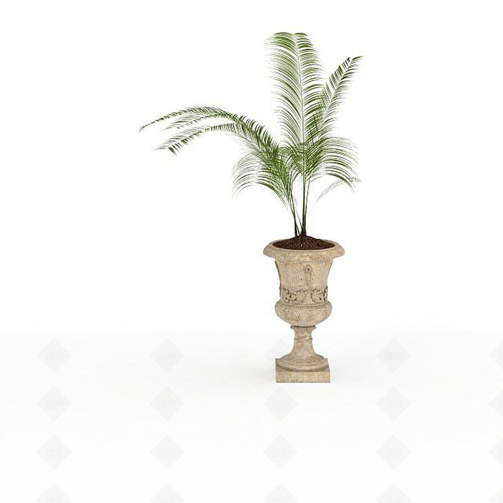 现代公园装饰盆花3D模型下载【ID:1198044975】