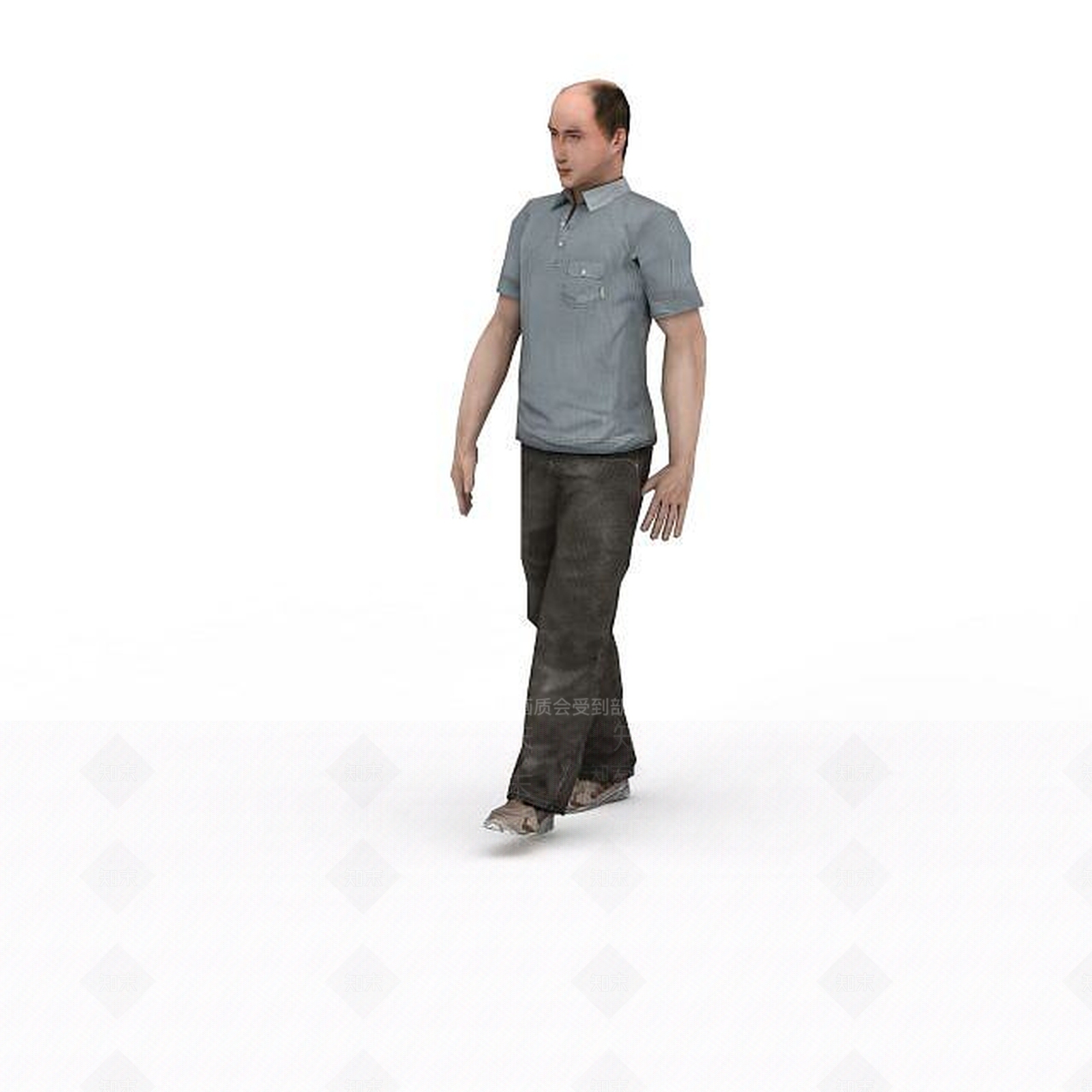 现代秃头男人3D模型下载【ID:1198052462】