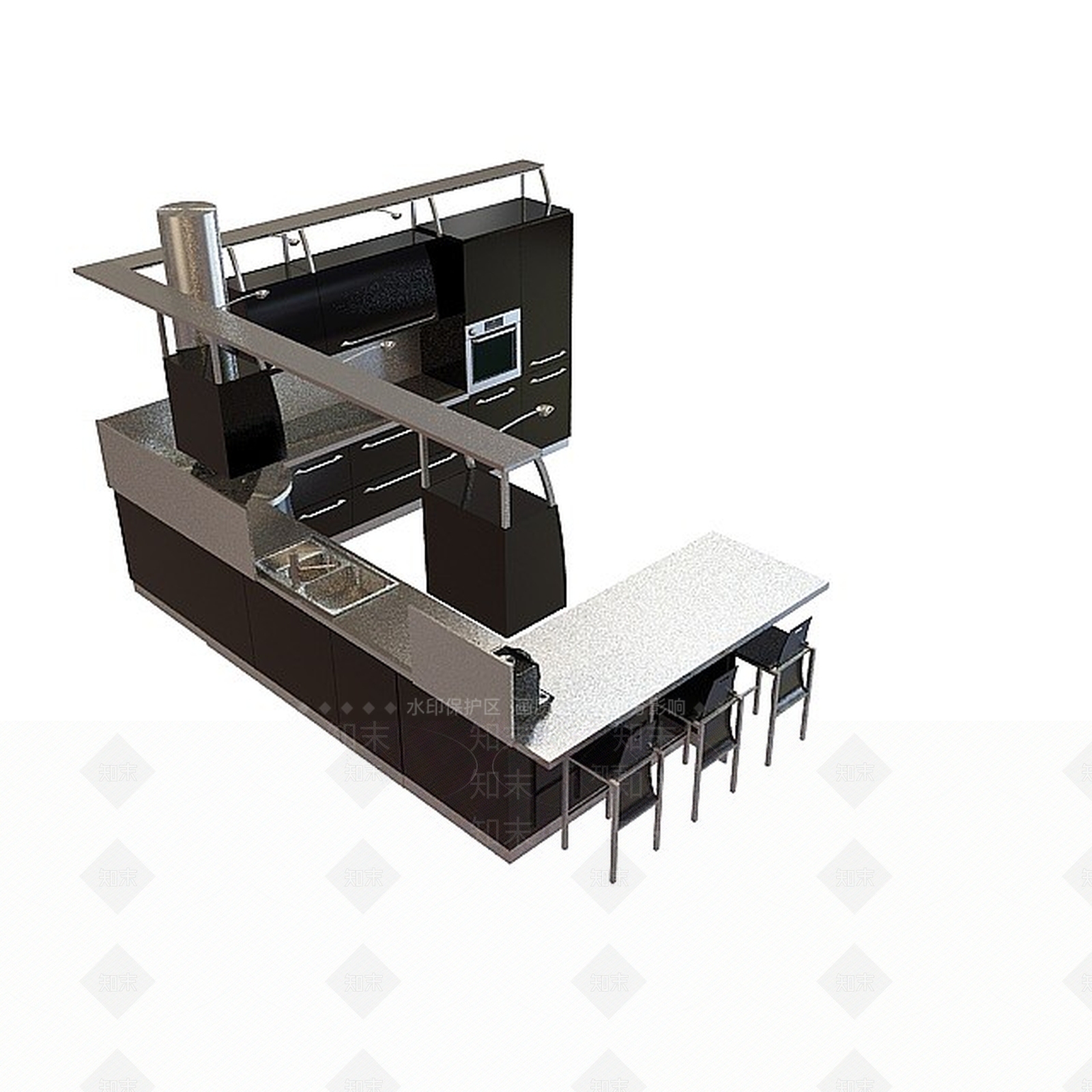现代橱柜　3D模型下载【ID:1198060408】