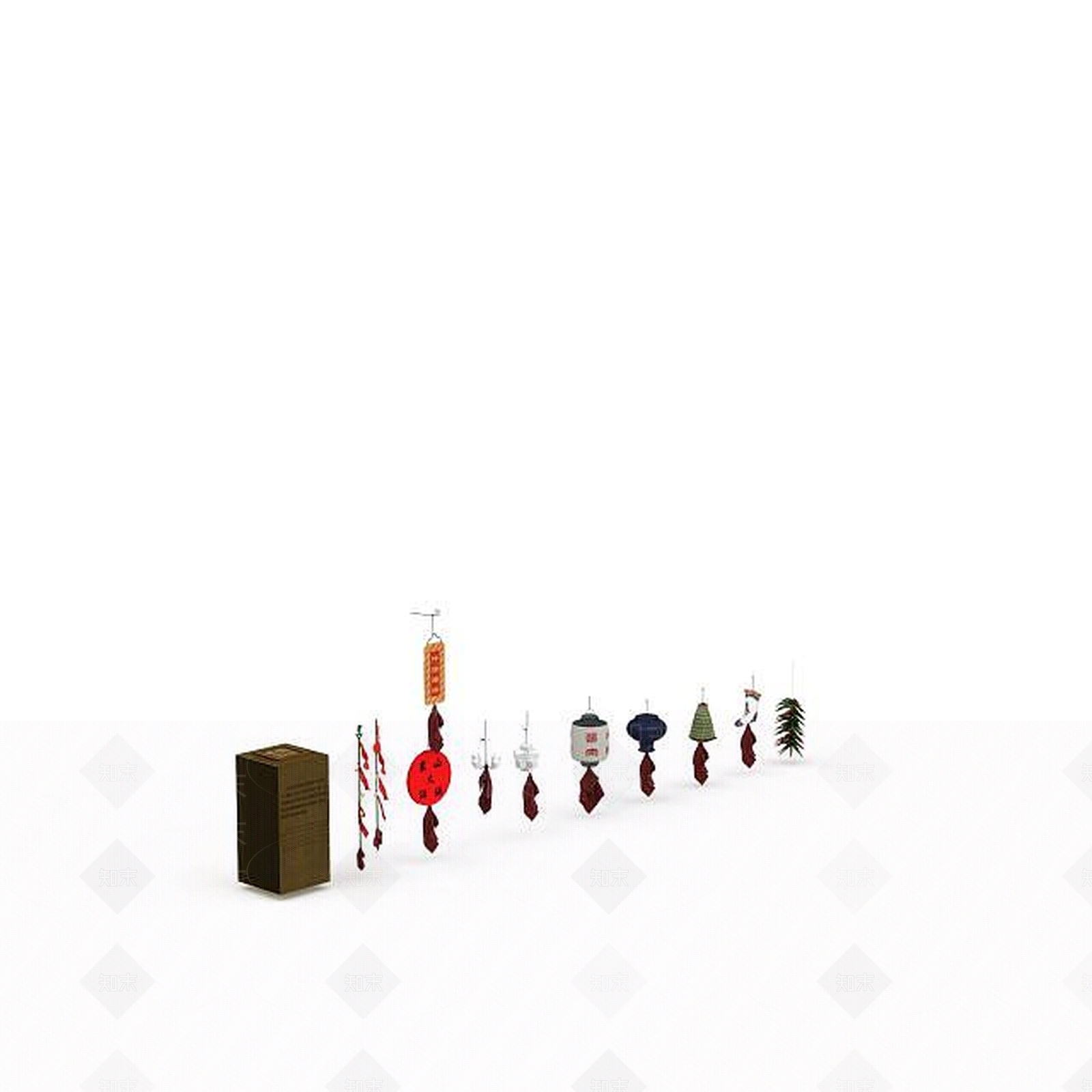 现代复古风灯笼装饰3D模型下载【ID:1198060553】