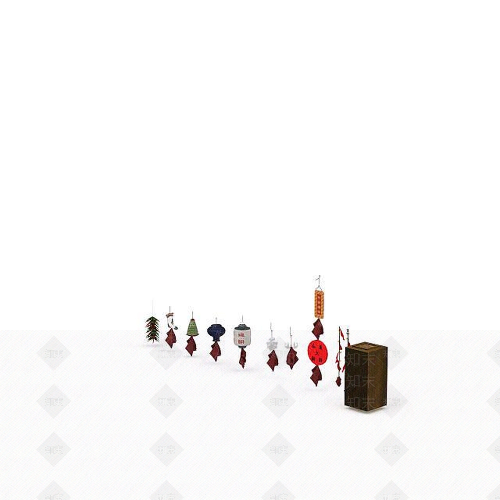 现代复古风灯笼装饰3D模型下载【ID:1198060553】