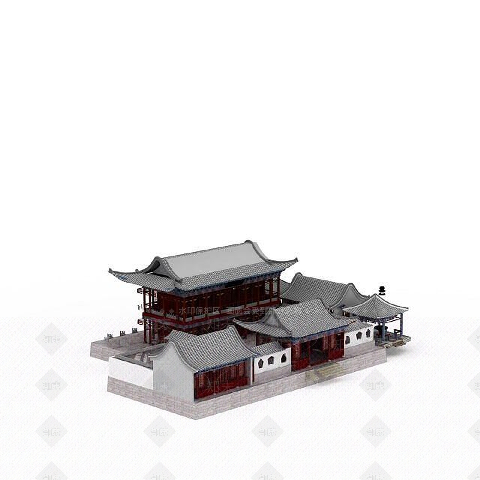 现代古建筑楼阁3D模型下载【ID:1198060796】