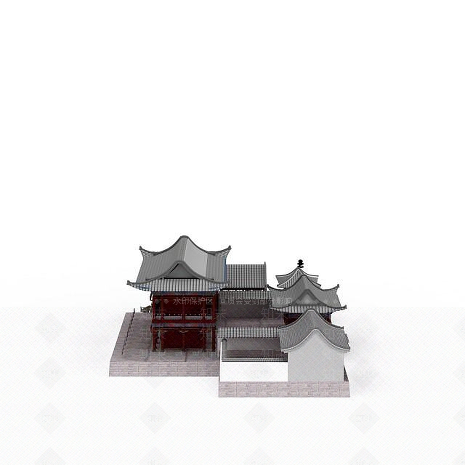 现代古建筑楼阁3D模型下载【ID:1198060796】