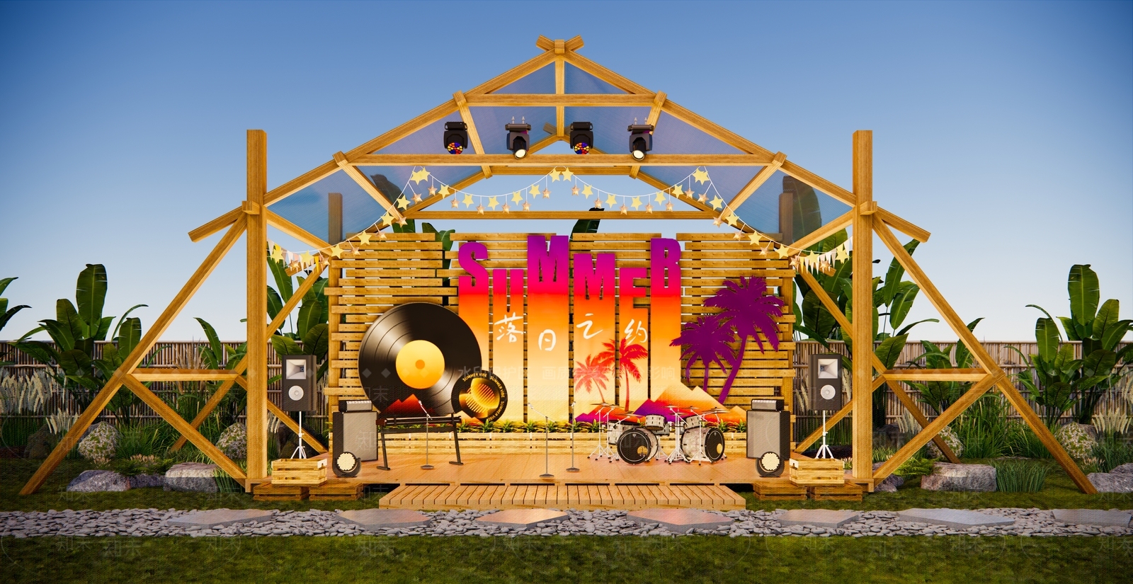 现代露天舞台SU模型下载【ID:1198062020】
