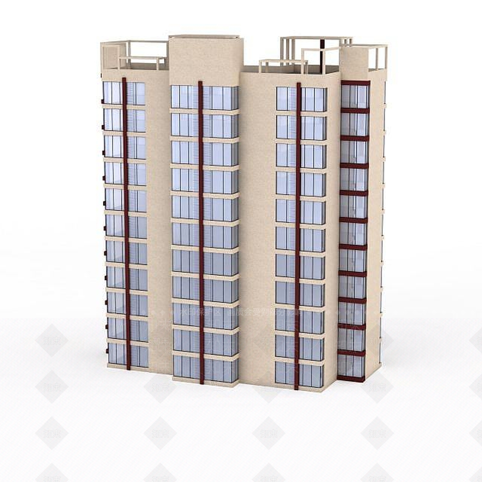 现代住宅楼高层建筑3D模型下载【ID:1198061104】