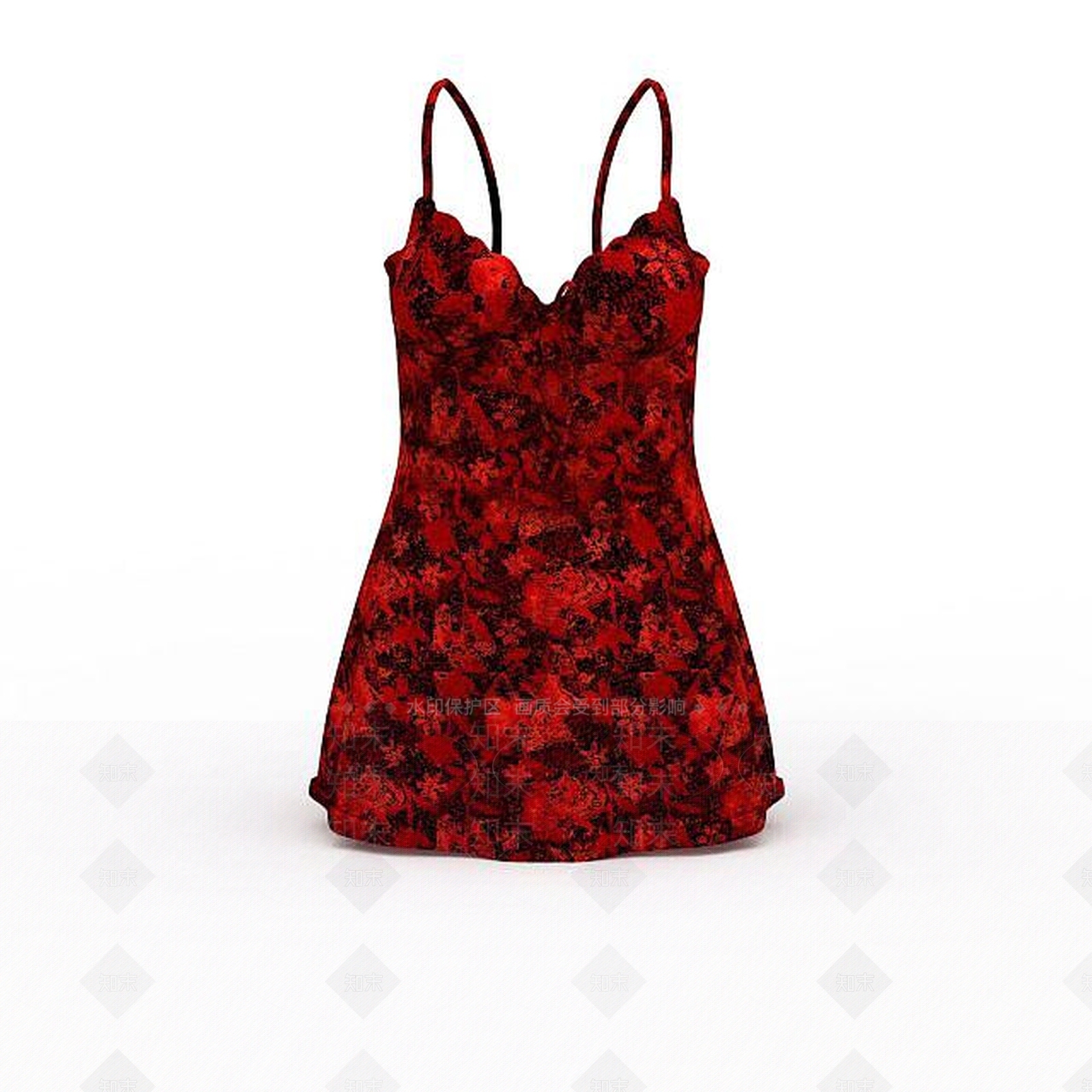 现代红色吊带裙子3D模型下载【ID:1198062908】